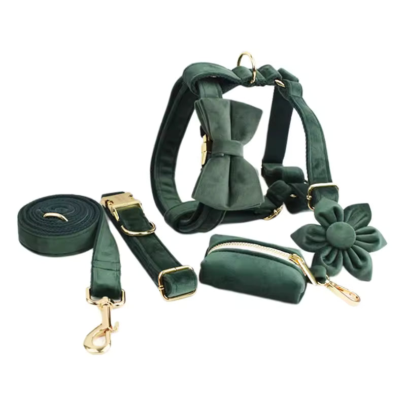 Velvet Dog Harness Set